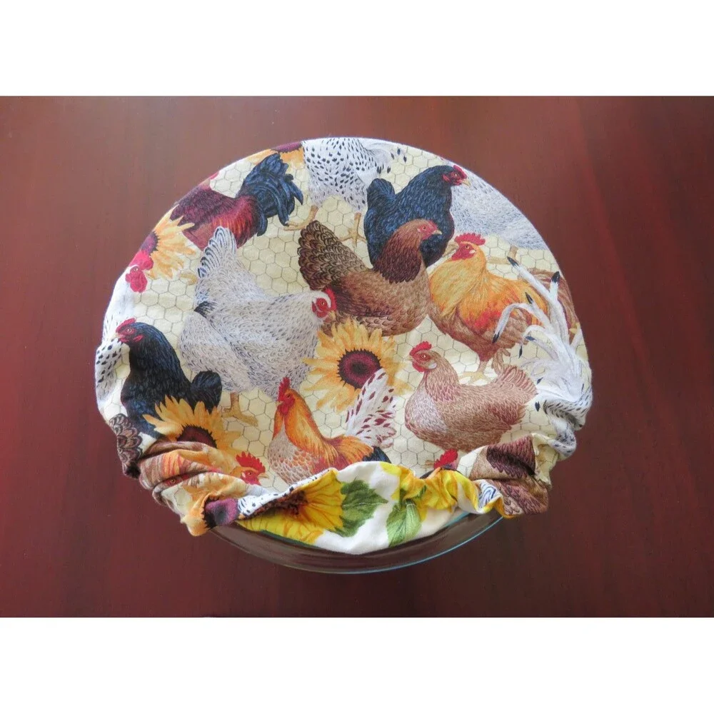 Kitchenaid Bowl Cover Reversible Chickens and Sunflowers